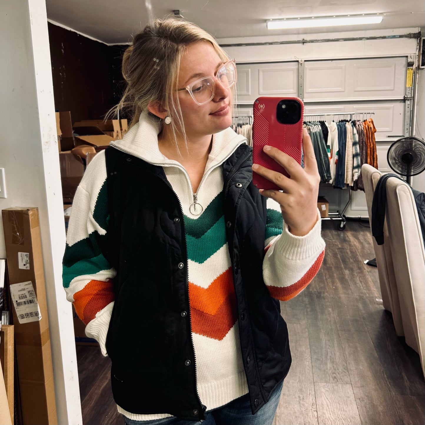 Chevron Pattern Stripe Sweater