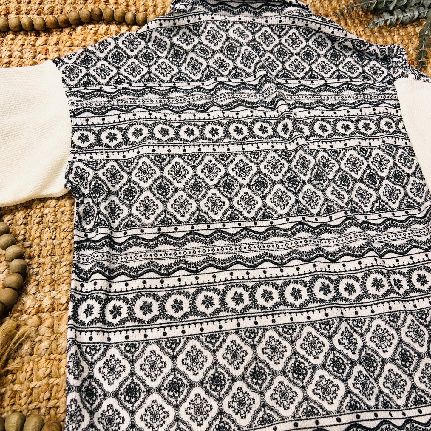 Cream & Black Waffle Shacket