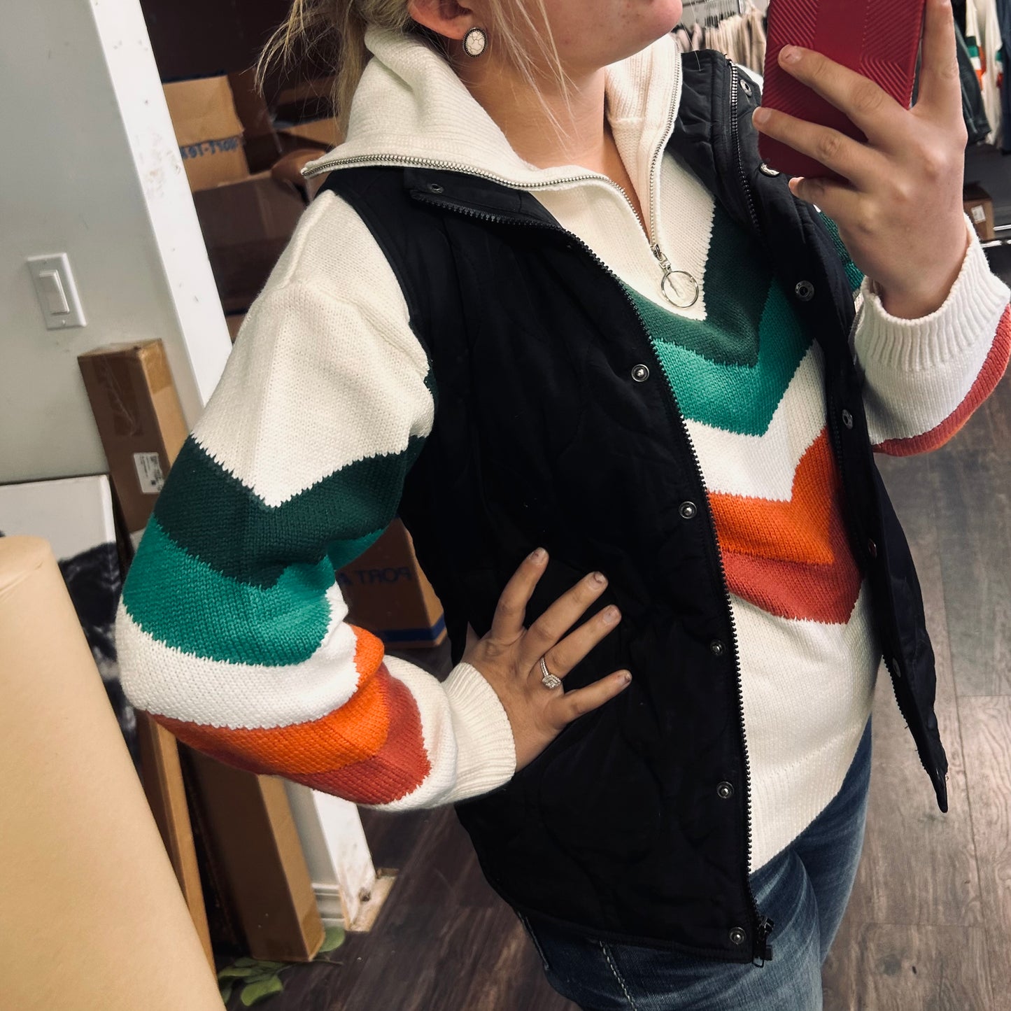 Chevron Pattern Stripe Sweater