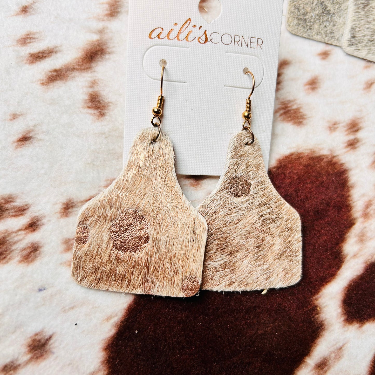 Cow Ear Tag Shape Earring