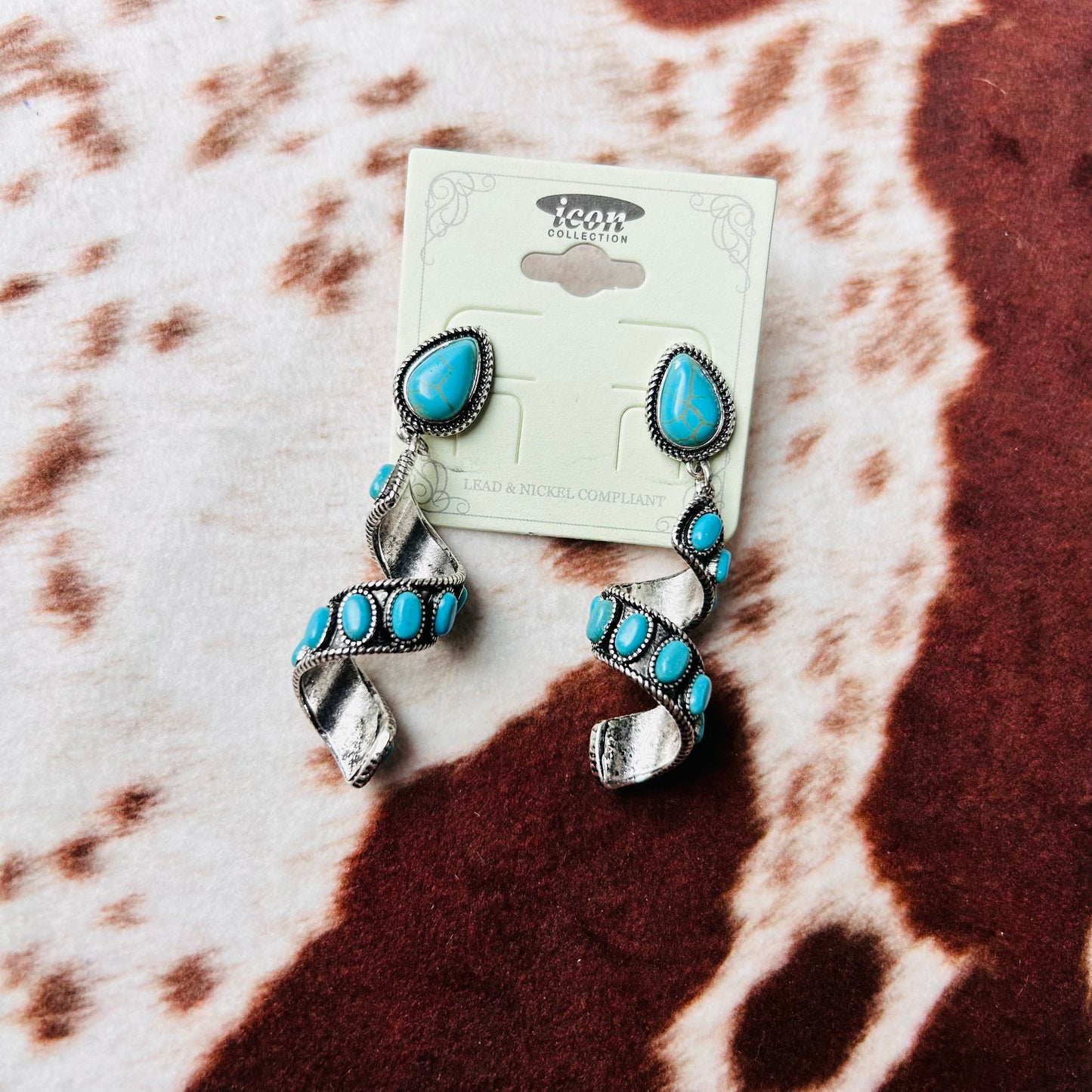 Western Turquoise Spiral Earrings