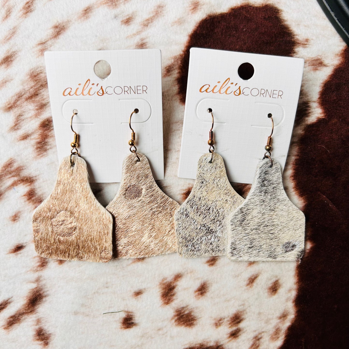 Cow Ear Tag Shape Earring