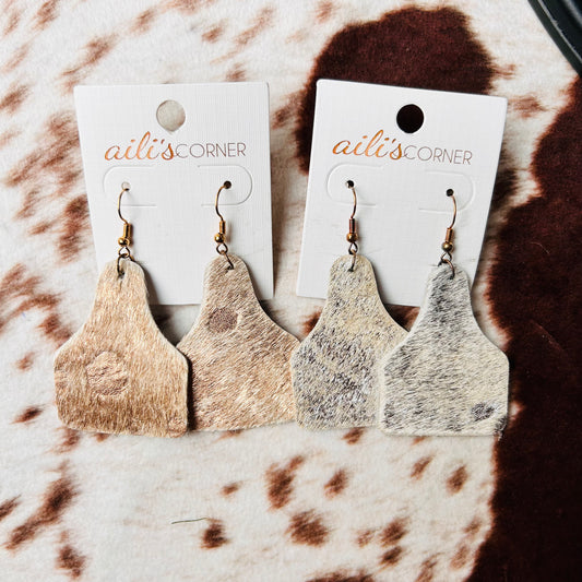 Cow Ear Tag Shape Earring