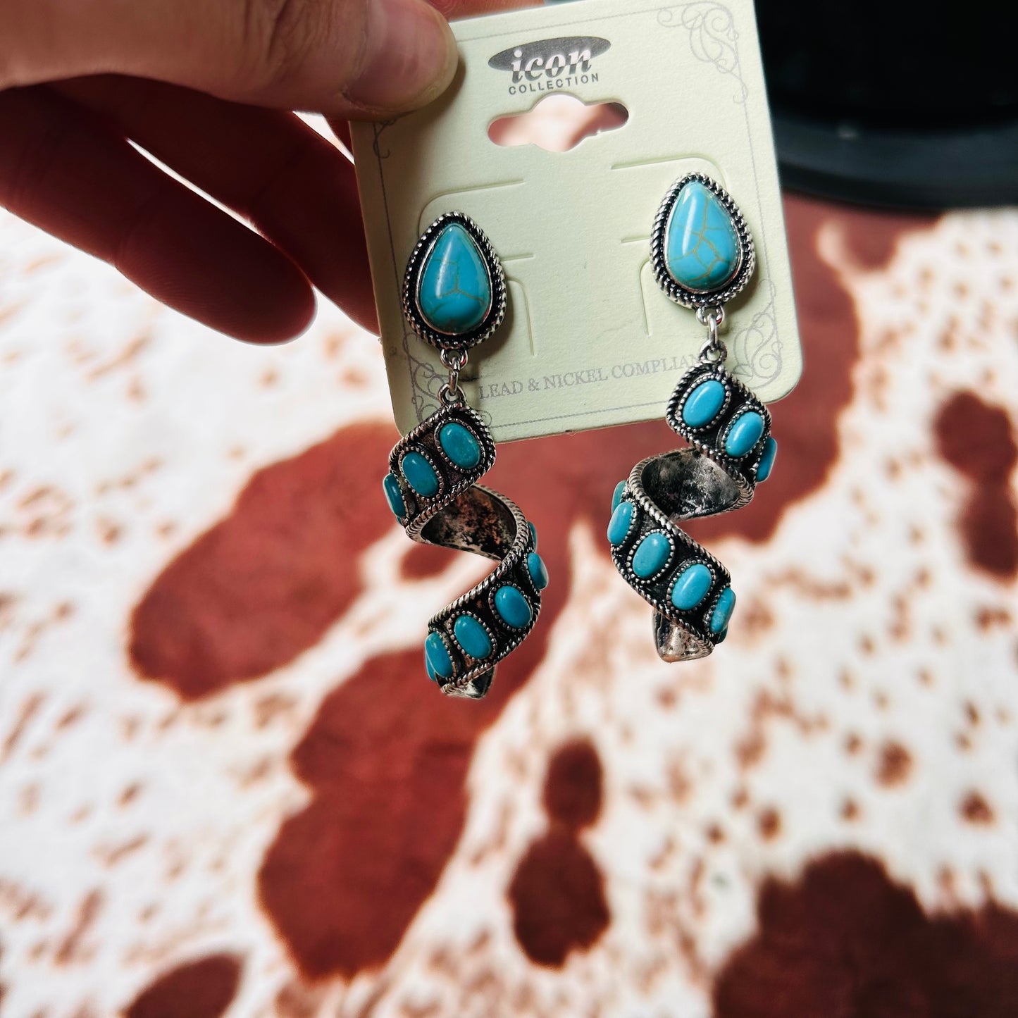 Western Turquoise Spiral Earrings