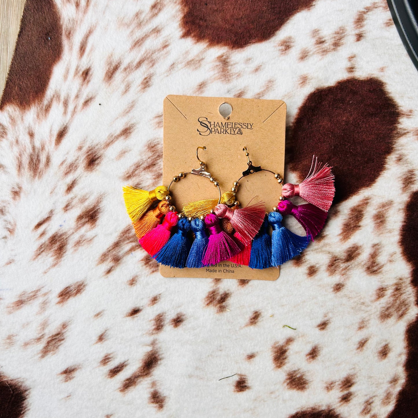 Boho Fan Shaped Tassel Earrings