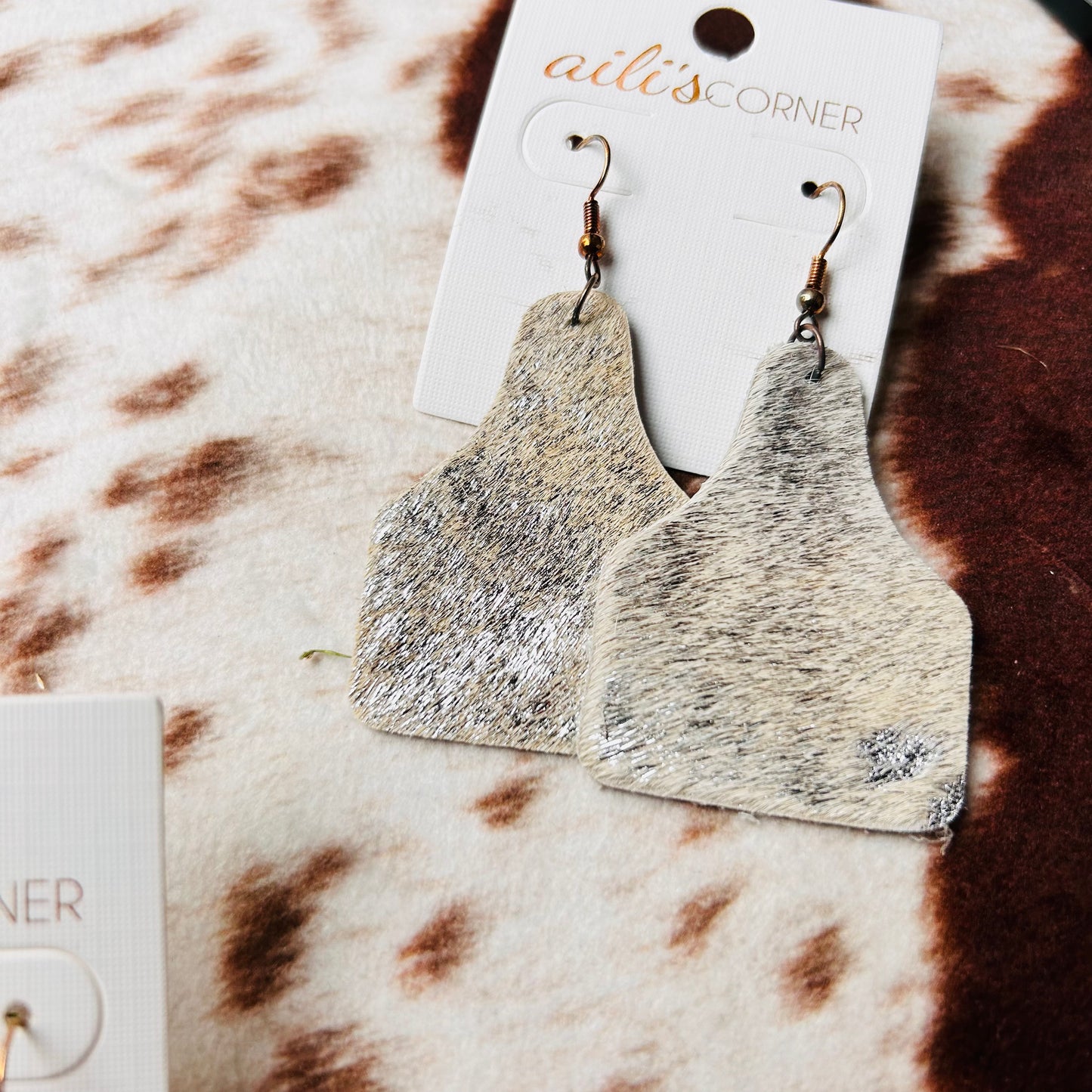 Cow Ear Tag Shape Earring