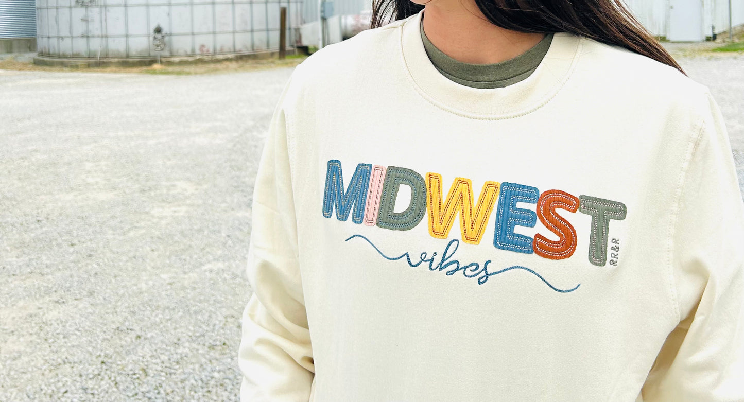 Hand-Stitched Midwest Vibes Crewneck