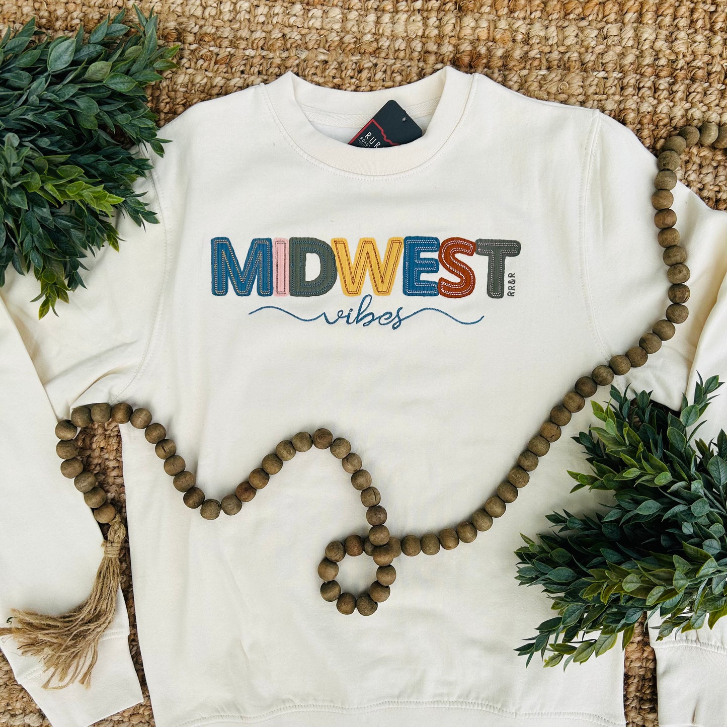 Hand-Stitched Midwest Vibes Crewneck